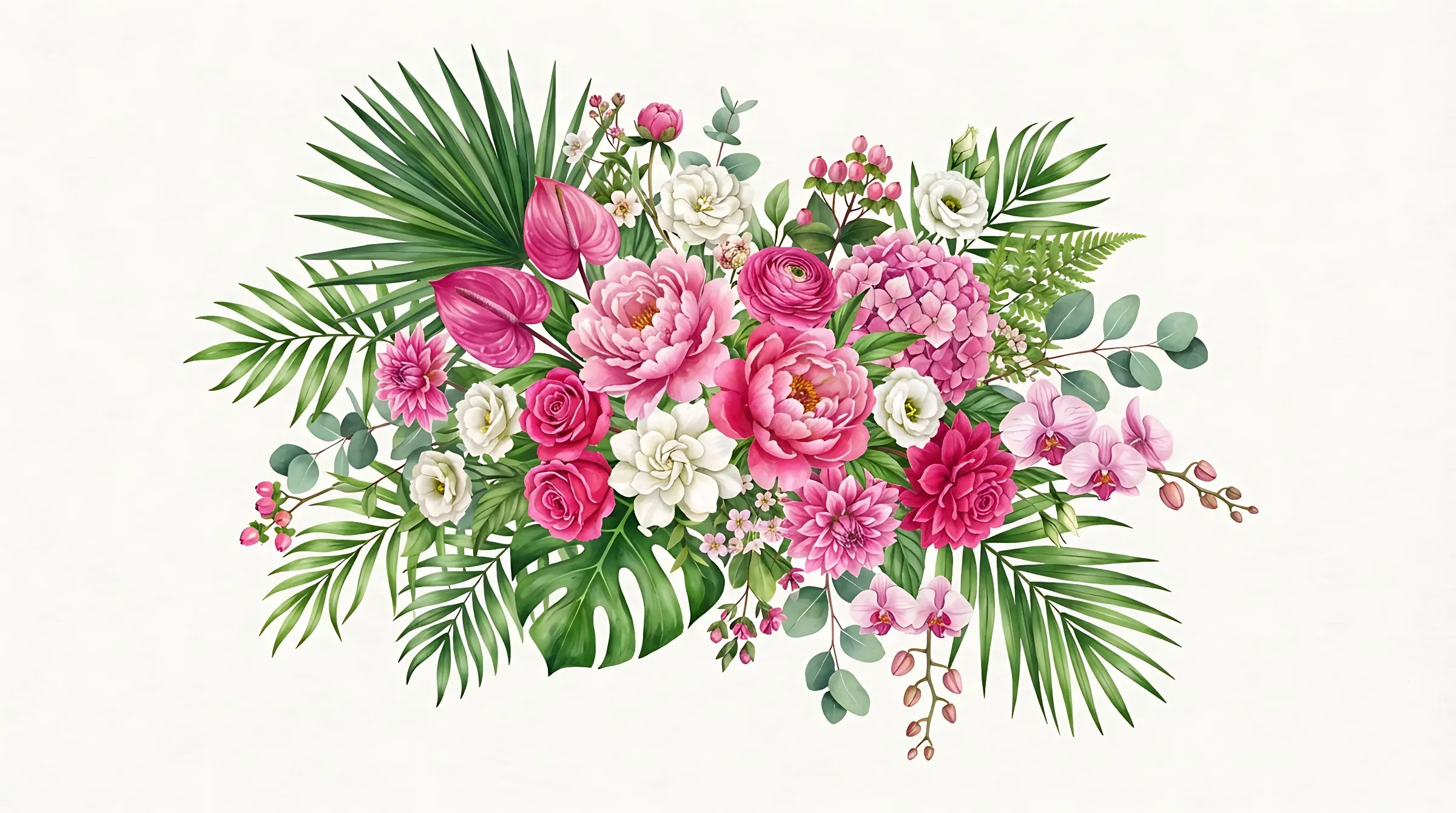 Bouquet de roses roses et de feuillage